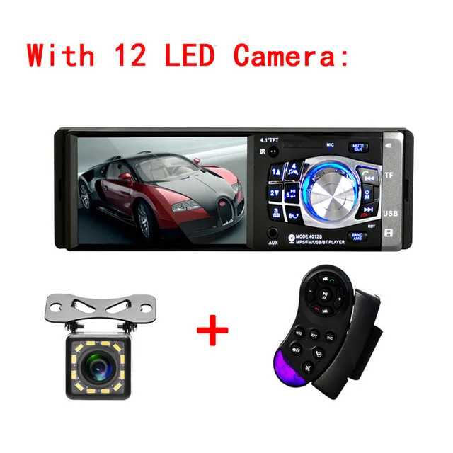 with 12 led camera Camecho 1 Din автомагнитола 4,1 ''HD Автомобильный мультимедийный плеер MP3 MP5 Аудио стерео радио Bluetooth FM пульт дистанционного управления видео плеер - Цвет: with 12 led camera