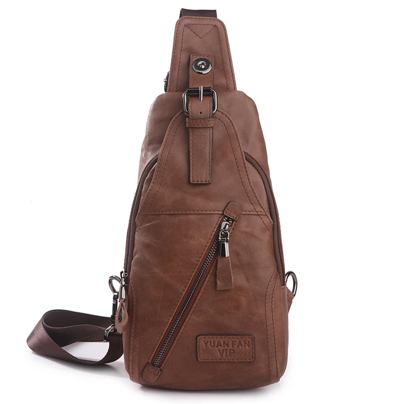 2017 натуральная кожа магнитная кнопка открытия мужской нагрудный рюкзак модный