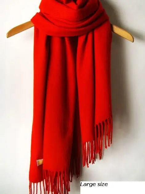 Кашемировый шерстяной шарф теплый унисекс Праздничный большой красный толстые