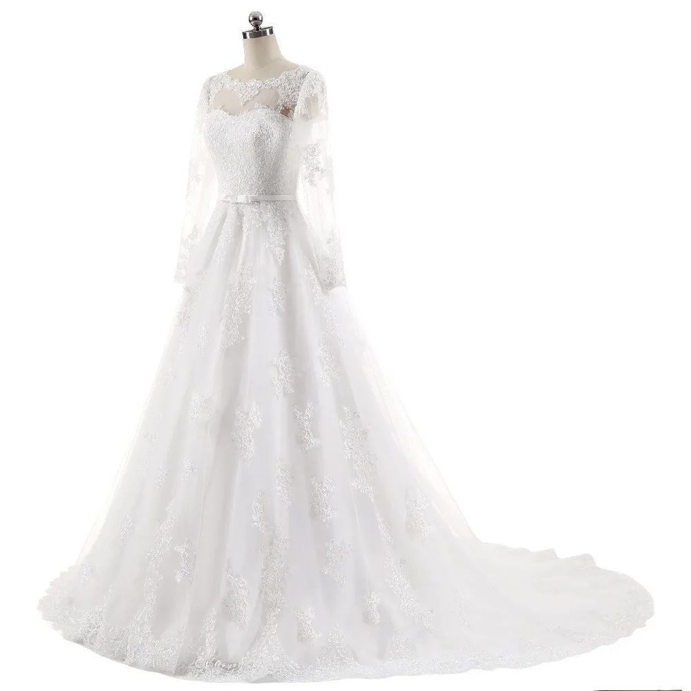 Miaoduo, длинные рукава, Кружевная аппликация, низкая спина, а-силуэт, vestido de noiva, свадебные платья, vestido de noiva abito da sposa, на заказ