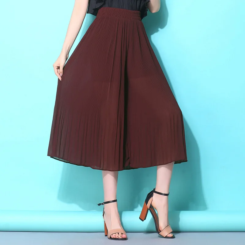Лето 2018 корейские тонкие плиссированные шифоновые брюки с юбкой женские летние