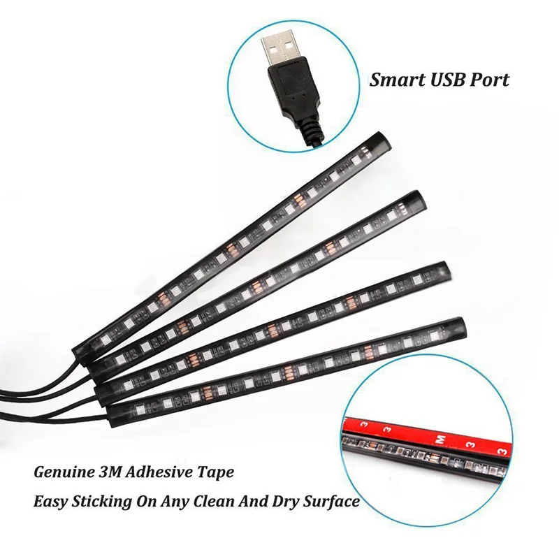 1 Набор автомобильный Светодиодные ленты светильник с приложением Управление