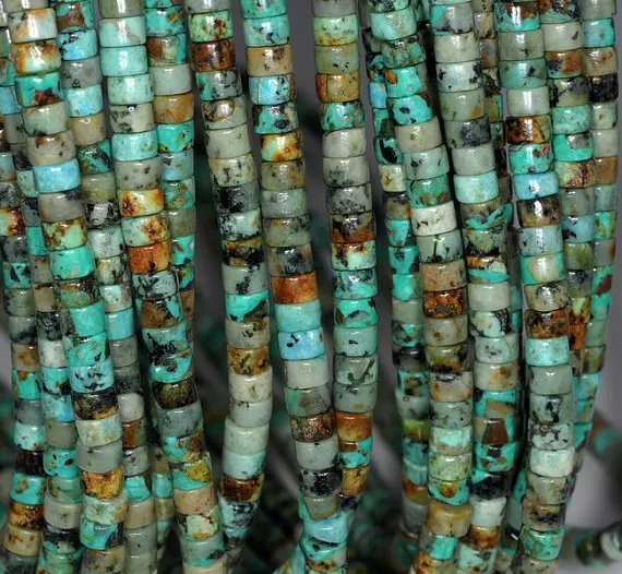 4x2mm African Turquoise Gemstone Heishi Slice Rondelle Loose Beads 15.5 inch Full Strand (80002390-842) | Украшения и аксессуары