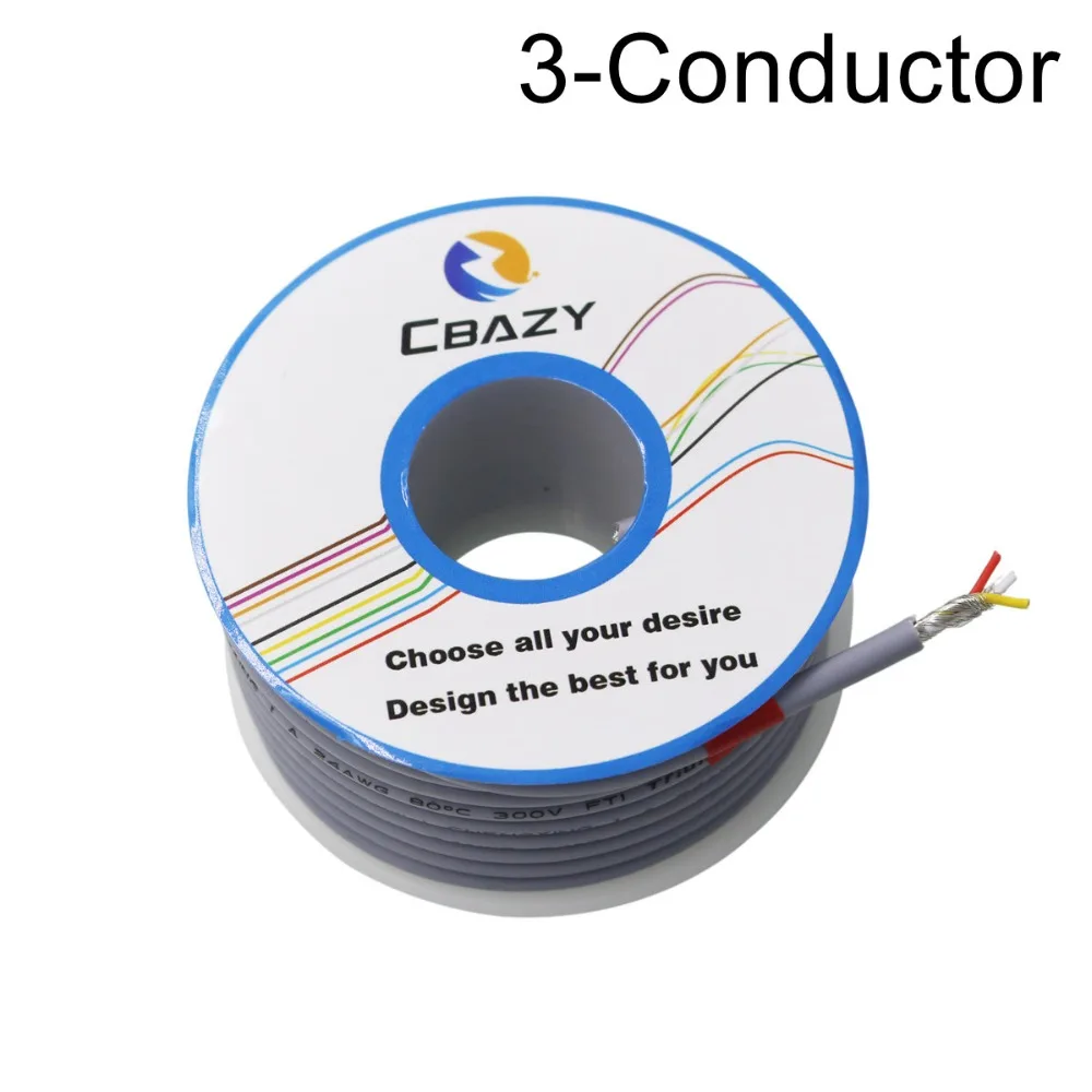3C-Grey-8M-UL 2547 28 AWG многожильный контрольный кабель, медный провод, экранированный аудиокабель, кабель для наушников, сигнальная линия