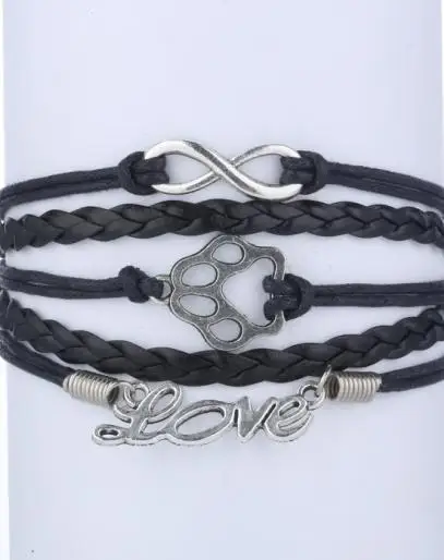 1 шт ручной браслет Бесконечность шнур собака с подвеской лапа кошка популярный