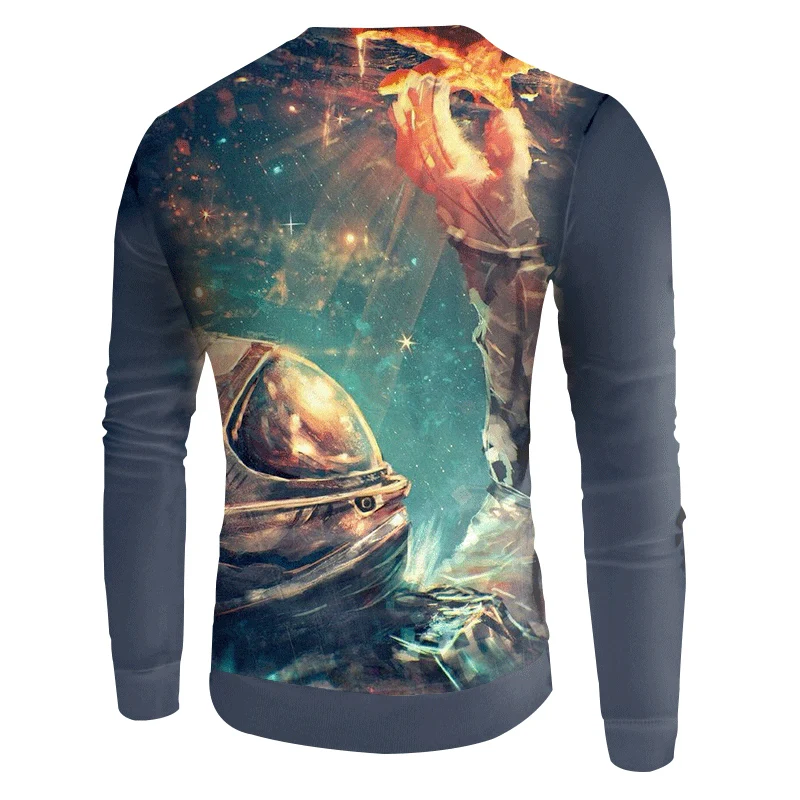 UJWI 3D Повседневный пуловер Новое поступление мужской 3d цифровой принт астронавт