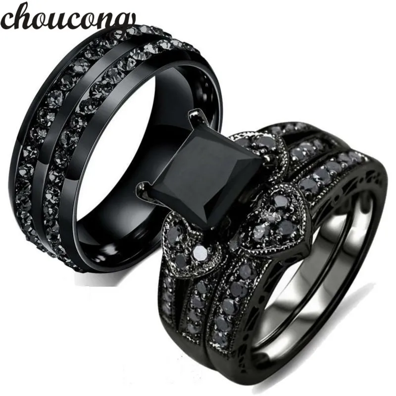 Женское и мужское кольцо из нержавеющей стали Choucong вечерние кольца черного