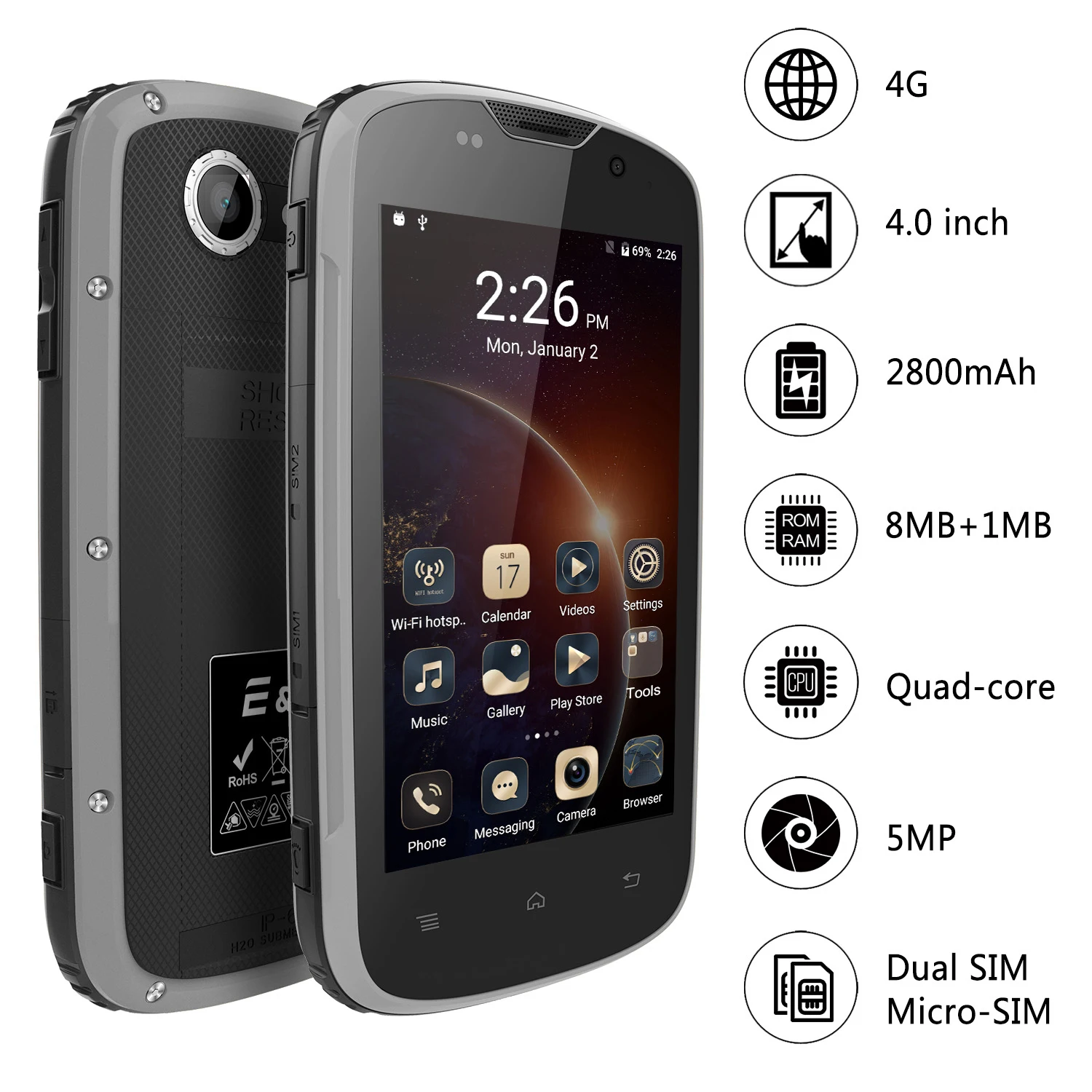 E & L W5 мобильный телефон Android оригинальные телефоны водонепроницаемый