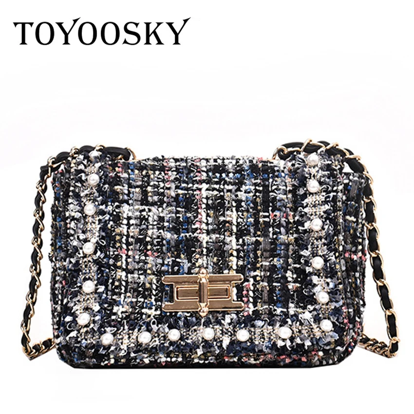 TOYOOSKY модные маленькие сумки на плечо с клапаном женская сумка-мессенджер женская сумка на цепочке винтажная зимняя сумка-портфель шерстяная сумка через плечо