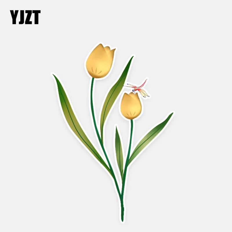 YJZT 8 9*13 см модные цветы Тюльпан Декор Автомобильные наклейки бампер
