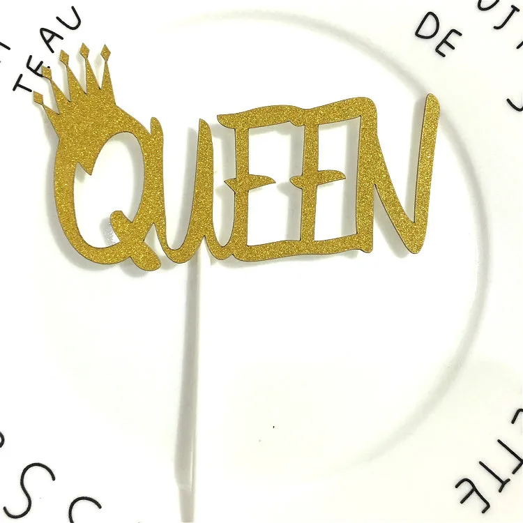 Пирог на день рождения или свадьбу Topper Crown Queen флажки для кексов Glittler праздничные