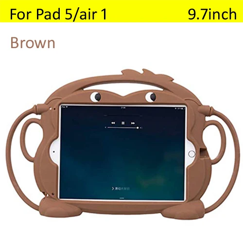 pad5 air1 brown Чехол для iPad air 9,7 силиконовая обезьянка, Детский милый Ударопрочный Мягкий портативный светильник защитный чехол - Цвет: pad5 air1 brown