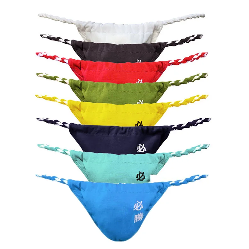 8PCS/Lot Men's Underwear Cotton String Men Rope Belt Man Pants Briefs Underpants Thong Japanese Sumo Tanga Hombre Briefs Thong