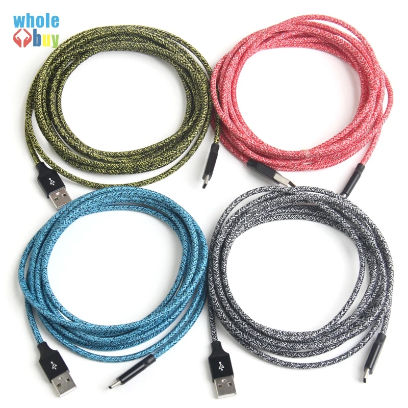 USB-кабель для синхронизации данных и зарядки 50 шт./лот 1 м 2 3 в цветной тканевой
