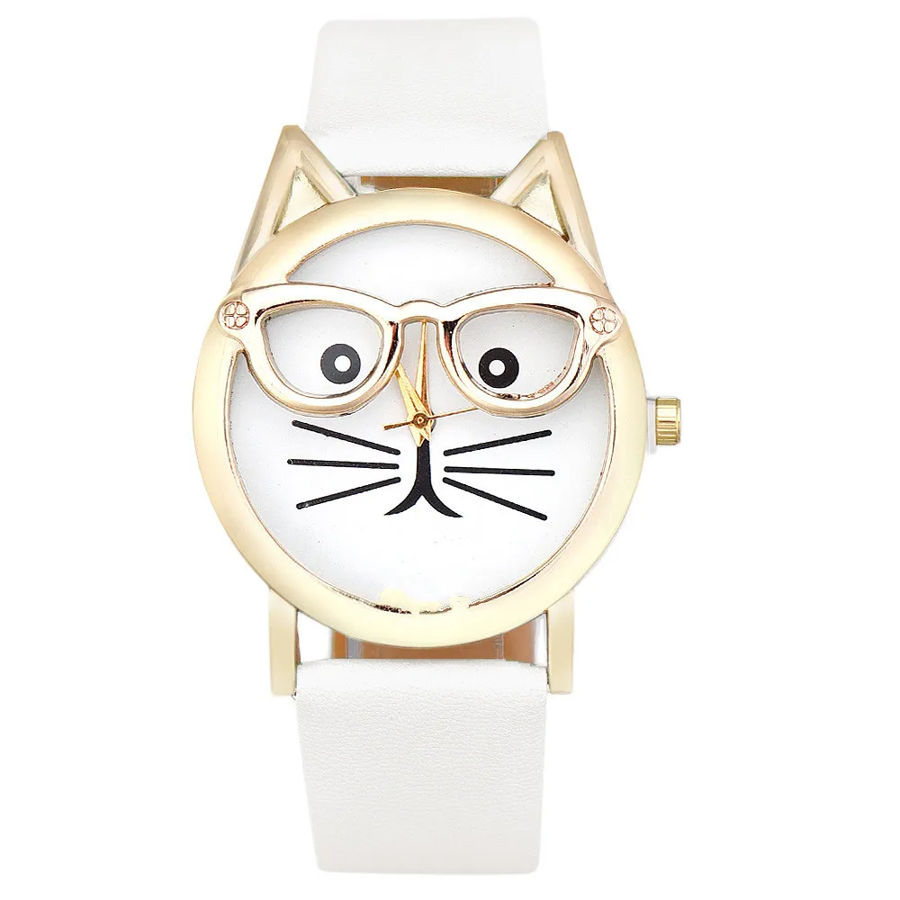 2017 популярные женские повседневные Мультяшные часы с рисунком кота наручные для