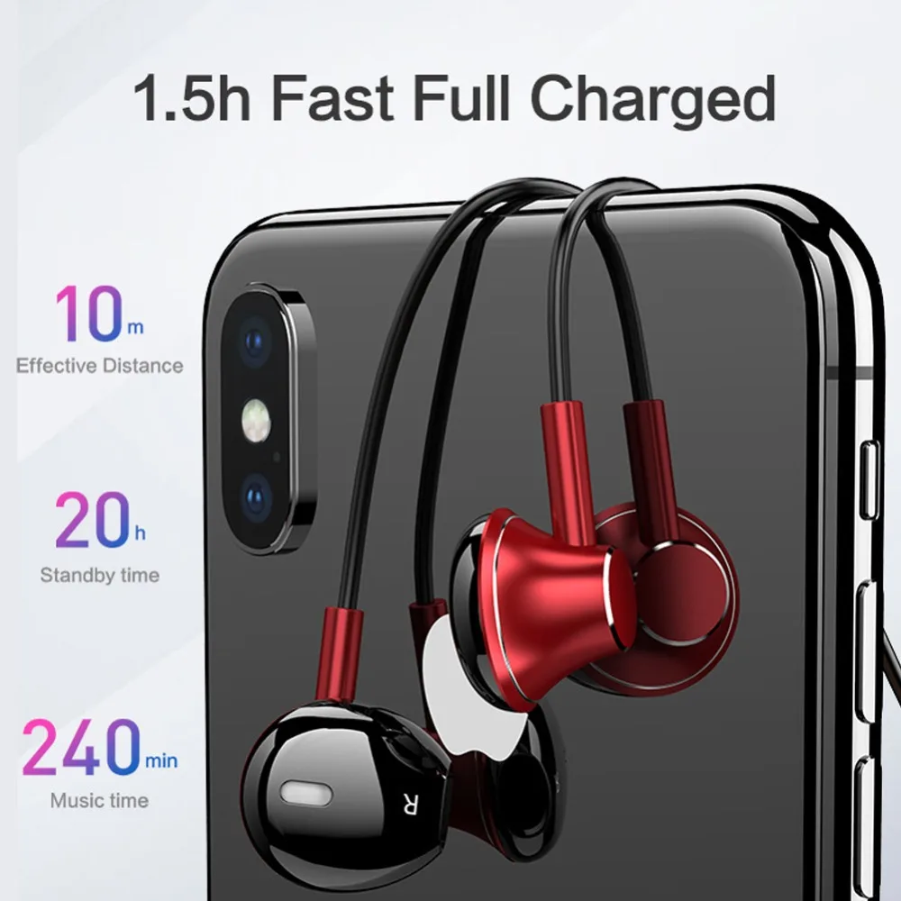 Совершенно новые спортивные магнитные беспроводные Bluetooth наушники стерео Hifi с