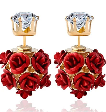 Fashion inflorescence flower and zircon romantic style double sided earring | Украшения и аксессуары