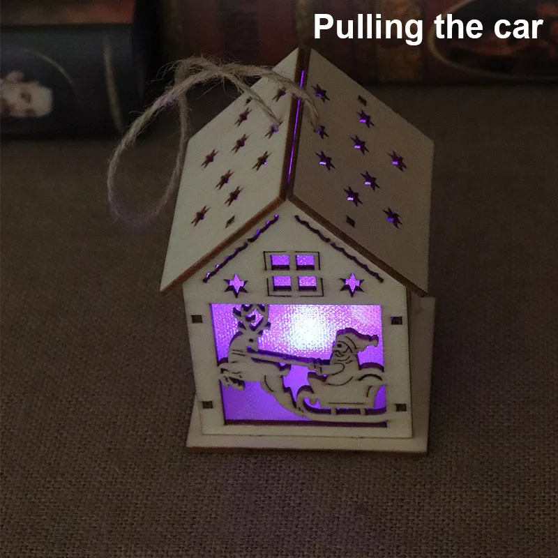 Pulling the car Светодиодный светильник для рождественской елки с изображением дома Санта Клауса, подвесной светильник, рождественский подарок, Декор для дома, SKD88 - Цвет: Pulling the car