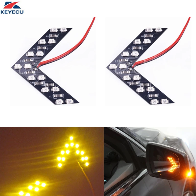 KEYECU 2 шт. 14SMD LED боковое зеркало со стрелкой панель индикатор Add on Blinker указатель