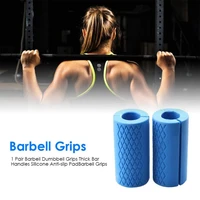 1 pair dumbbell fat barbell grips thick bar handle pull up weightlifting support silicon anti slip protect pad for body building