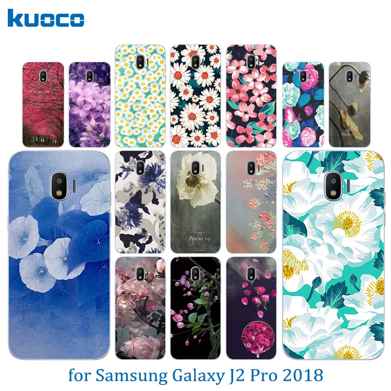 5.0 inch for Samsung Galaxy J2 Pro 2018 / SM-J250F Silicone Clear matte Blossom Pattern Shell Phone Cases |