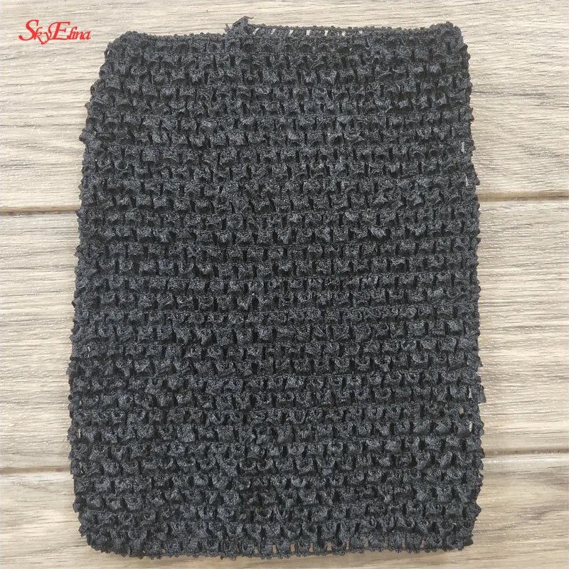 black 9 дюймов эластичное вязаное крючком грудь обертывание 23x20 см девушка ткань вязать повязки на голову Tutu Труба Топы DIY детская юбка платье крючком повязка на голову 5Z - Цвет: black