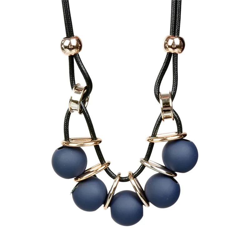 Женское ожерелье с подвеской PINKSEE длинное из черного кожзаменителя бусинами|bib