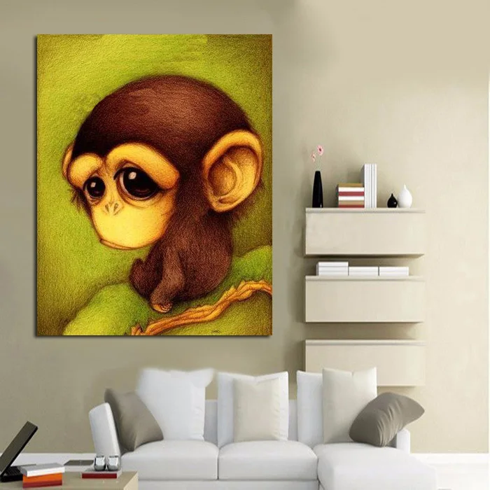Современная Абстрактная живопись с изображением милой обезьянки абстрактная
