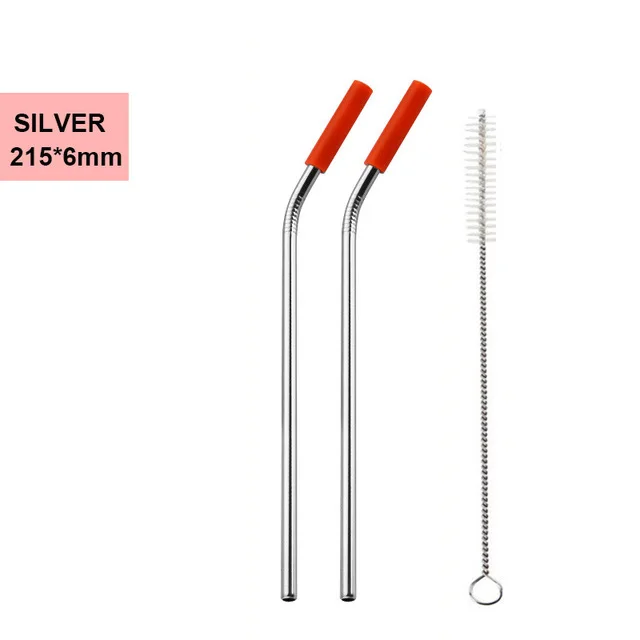 2Pcs-Silver B1 4 шт./компл. многоразовые Нержавеющая сталь питьевой набор соломинок с силиконовыми наконечниками и щеточка для чистки металла соломинки для 30oz 20oz стаканы - Цвет: 2Pcs-Silver B1
