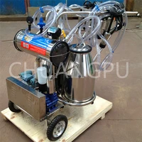 double stainless steel bucket vacuum pump mobile milking machine for milking cowsgoatssheeps