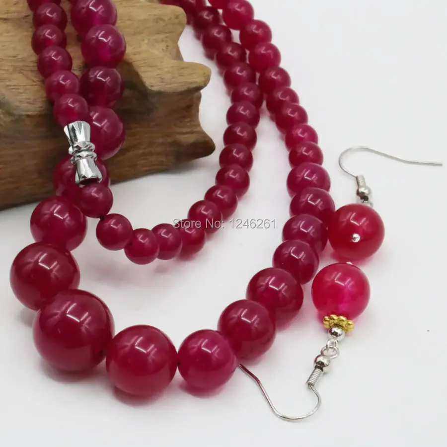 Комплект из колье и серёг с красным халцедоном 6 14 мм|fashion jewelry set|jewelry setsjewelry sets fashion