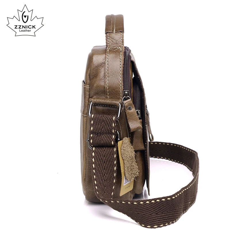 Men's bag Genuine Leather Men Shoulder Bag Handbag Crossbody Hand Bags for Men Fashion Zipper Messenger Bags ZZNICK