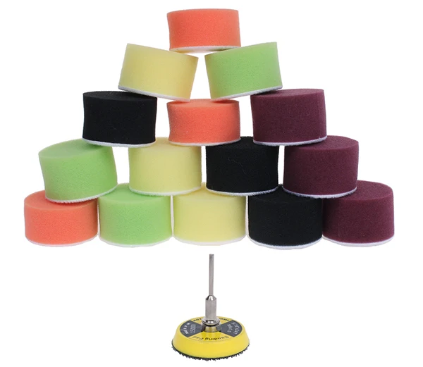 16Pcs sponge set 61 шт./компл. 80 120 180 240 320 600 грит 2" 50мм Шлифовальный Абразивный круг Полировальный круг самосцепляющийся на липучке или ворсовой подложке Совместимый с Dremel 3000 и другими - Цвет: 16Pcs sponge set