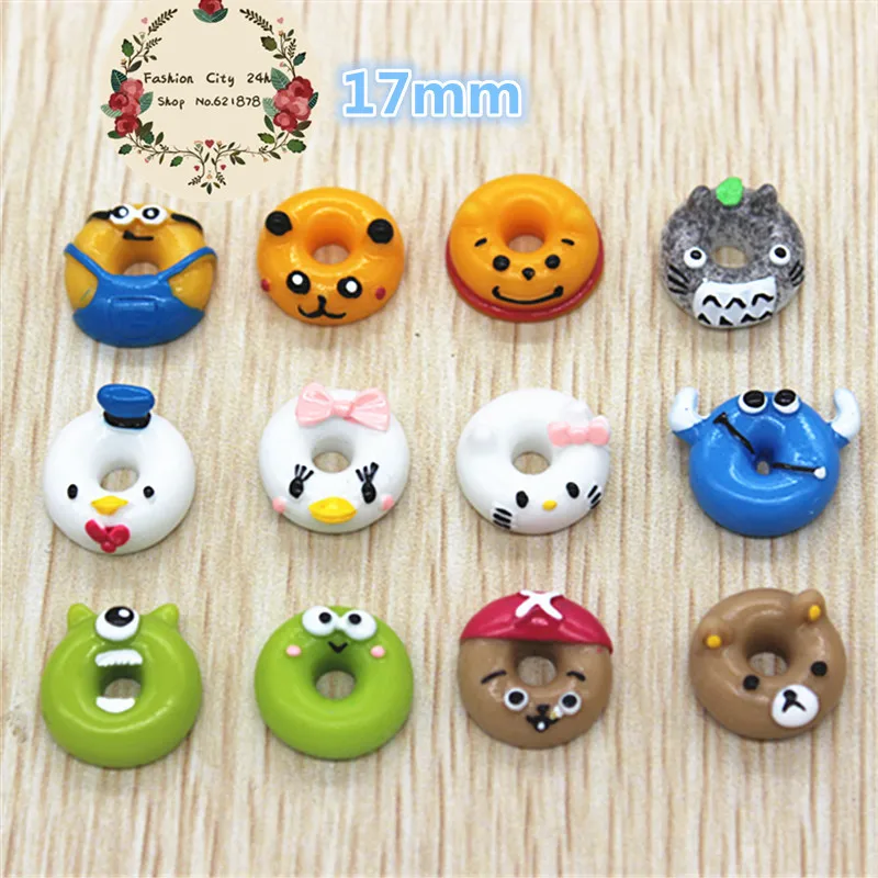 10 шт. кавайные Мультяшные животные Пончики из Смолы Миниатюрная еда искусство с