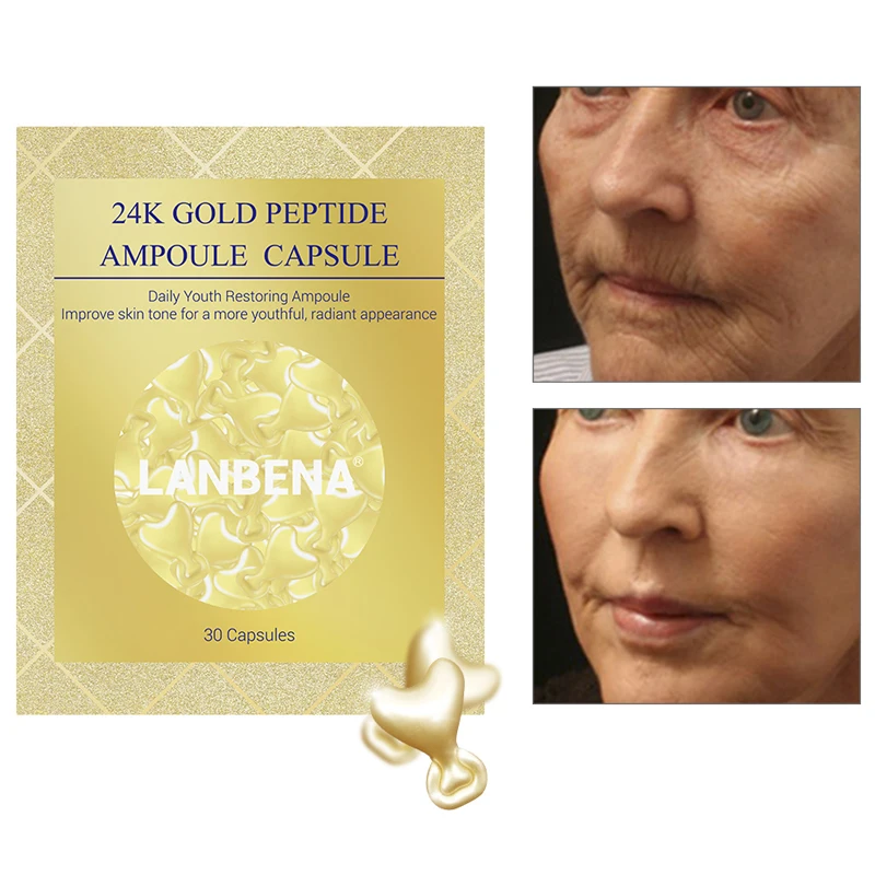 LANBENA 24K золото пептид удаление морщин эссенция для лица ампульная капсула