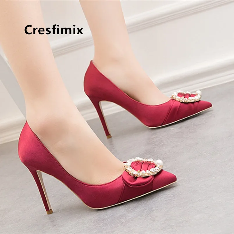 Cresfimix Frauen/пикантные свадебные туфли на высоком каблуке высокого качества Модные