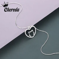 chereda stainless steel necklace for women man lovers hollow heart cute cat gold and silver color pendant necklace jewelry