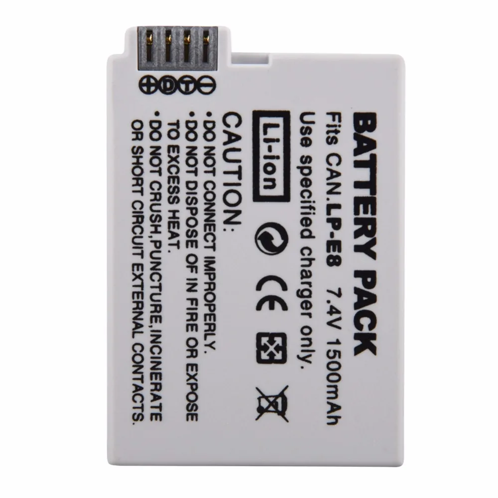 Аккумулятор для цифровой камеры + зарядное устройство USB 2 шт. 1500 мАч LP E8 ЛП LPE8 Canon EOS