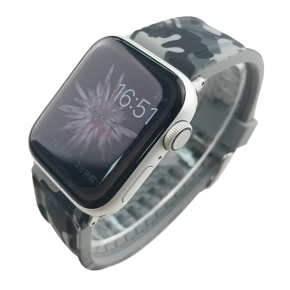 Ремешок Камуфляжный мягкий для Apple Watch Band Series 9 8 7 6 SE 5 4 силиконовый браслет Ultra 2 49