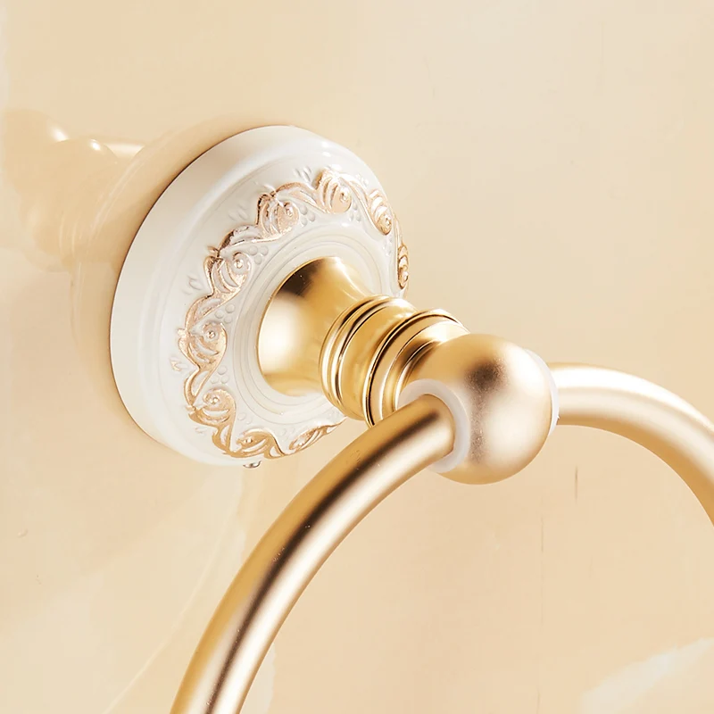 Flg Творческий Золото Полотенца кольцо настенное крепление Алюминий Уход за кожей