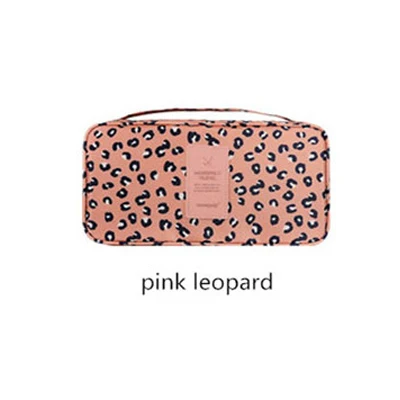 Pink leopard Дорожная женская сумка для хранения бюстгальтеров дамский косметический Органайзер для макияжа нижнее белье организация выходных Ночное нижнее белье аксессуары - Цвет: Pink leopard