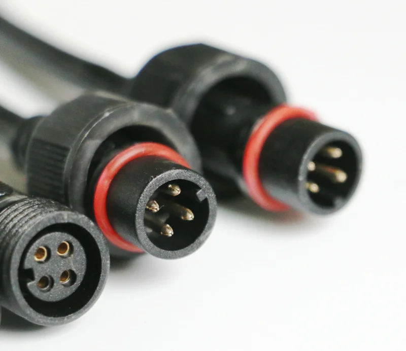 

10 sets Black 4 pins X 0.5mm2(about 20AWG) Male + Female LED Strip cable Connector Wire Waterproof Plug Cord accessories 40cm 4P