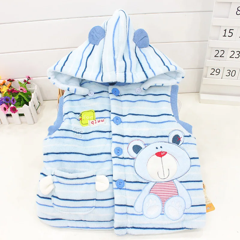 Милый детский жилет с рисунком медведя для девочек новорожденных хлопковая