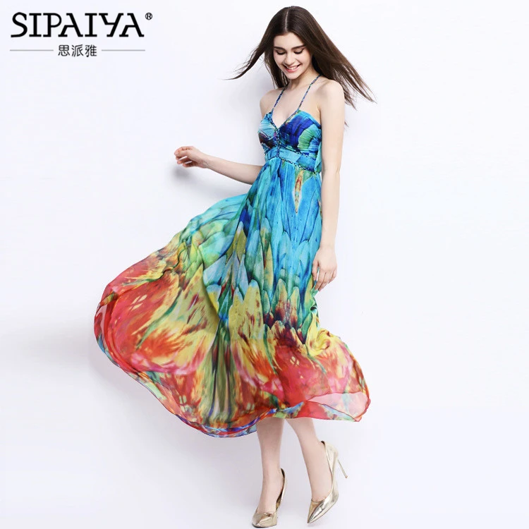 Женское элегантное платье в стиле бохо 2017 летнее Стильное женское длинное