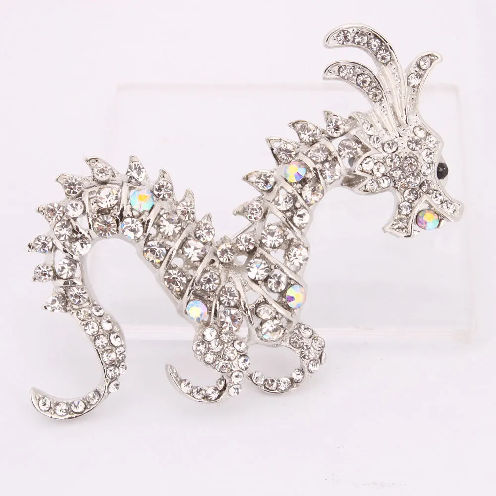 Cool Silver Finish Dragon Rhinestone Brooch Pin NEW | Украшения и аксессуары