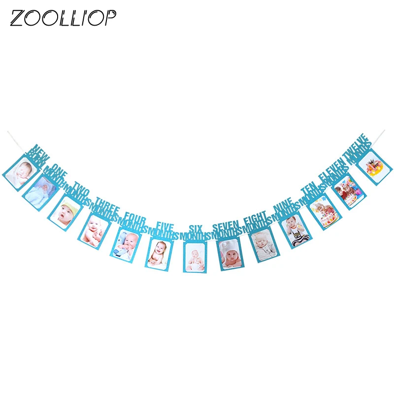 12 месяцы фоторамка баннер для первого дня рождения украшения ребенка мальчик