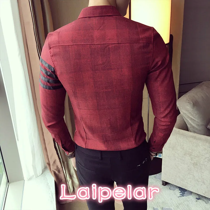 Мужская рубашка высокого качества в британском стиле приталенная полоску с