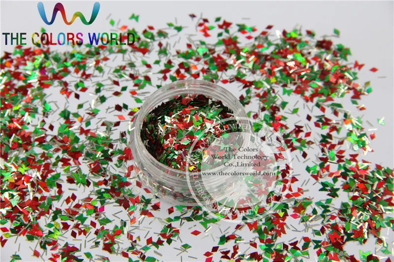 Xmas-9 Смешанная блестящая Рождественская блестящая голографическая блестка цветов и форм для дизайна ногтей или украшения своими руками 1 упаковка = 50 г