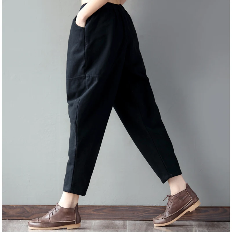 Новинка хлопковые льняные свободные штаны повседневные размера плюс женские