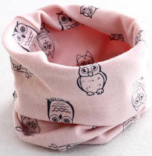 pink owl Коллекция года, весенне-осенний хлопковый шарф для девочек детский шейный платок с рисунком совы для девочек, детское кольцо с круглым вырезом, волшебный шарф для мальчиков, детская одежда - Цвет: pink owl
